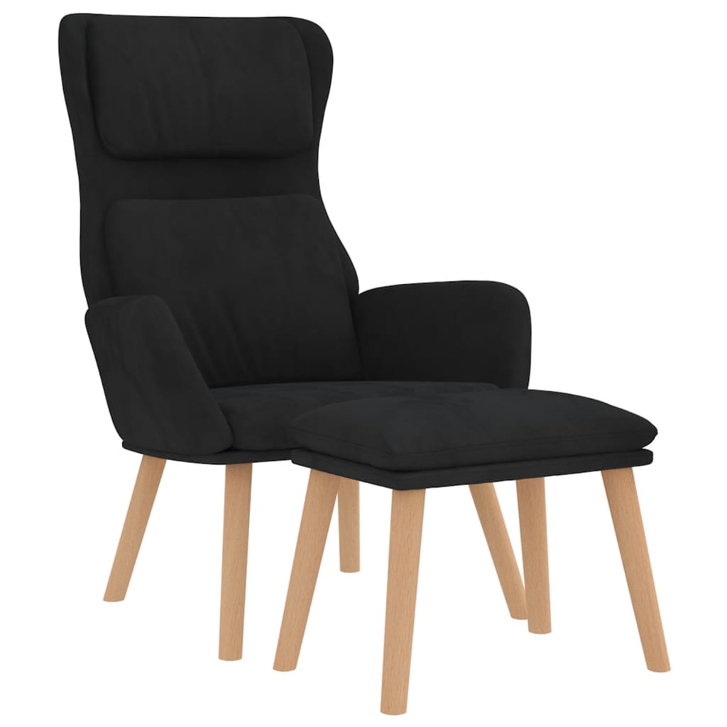 Relax Armchair with Black Velvet Footrest