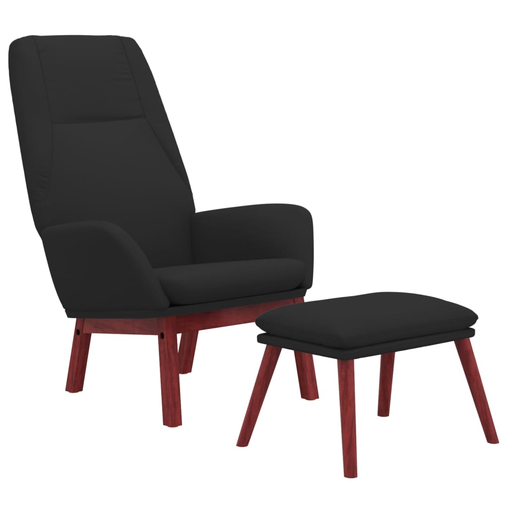 Poltrona Relax con Poggiapiedi Nera in Tessuto | homemem39
