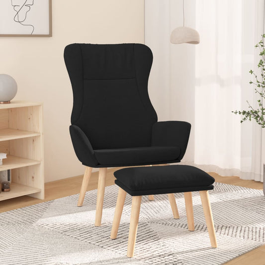 Relax Armchair with Black Footrest in Fabric
