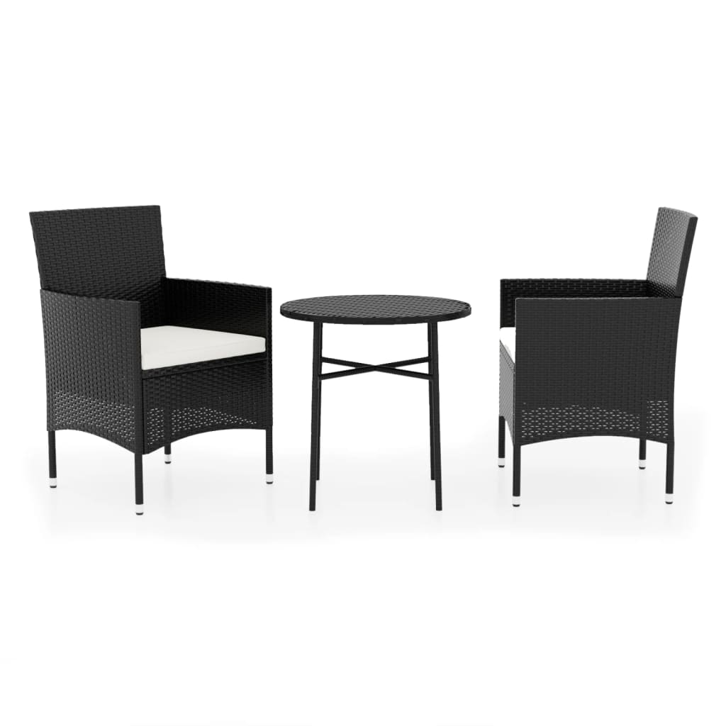 Set Mobili da Pranzo per Giardino 3 pz Polyrattan Nero - homemem39