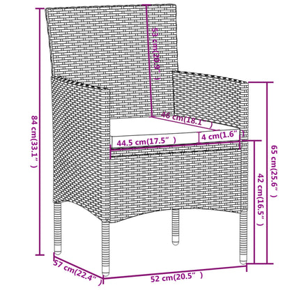 Set Mobili da Pranzo per Giardino 3 pz in Polyrattan Grigio | homemem39