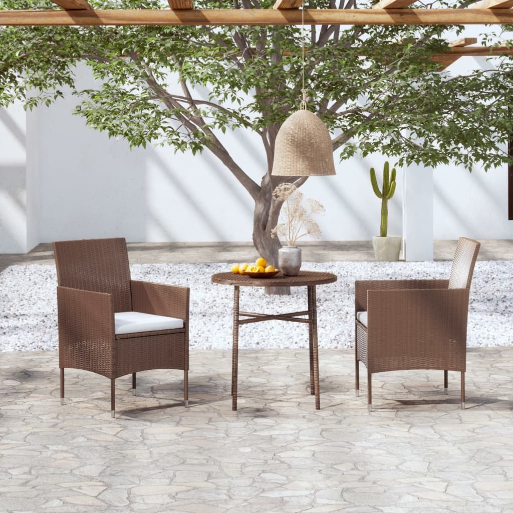 Set Mobili da Pranzo per Giardino 3 pz in Polyrattan Marrone - homemem39
