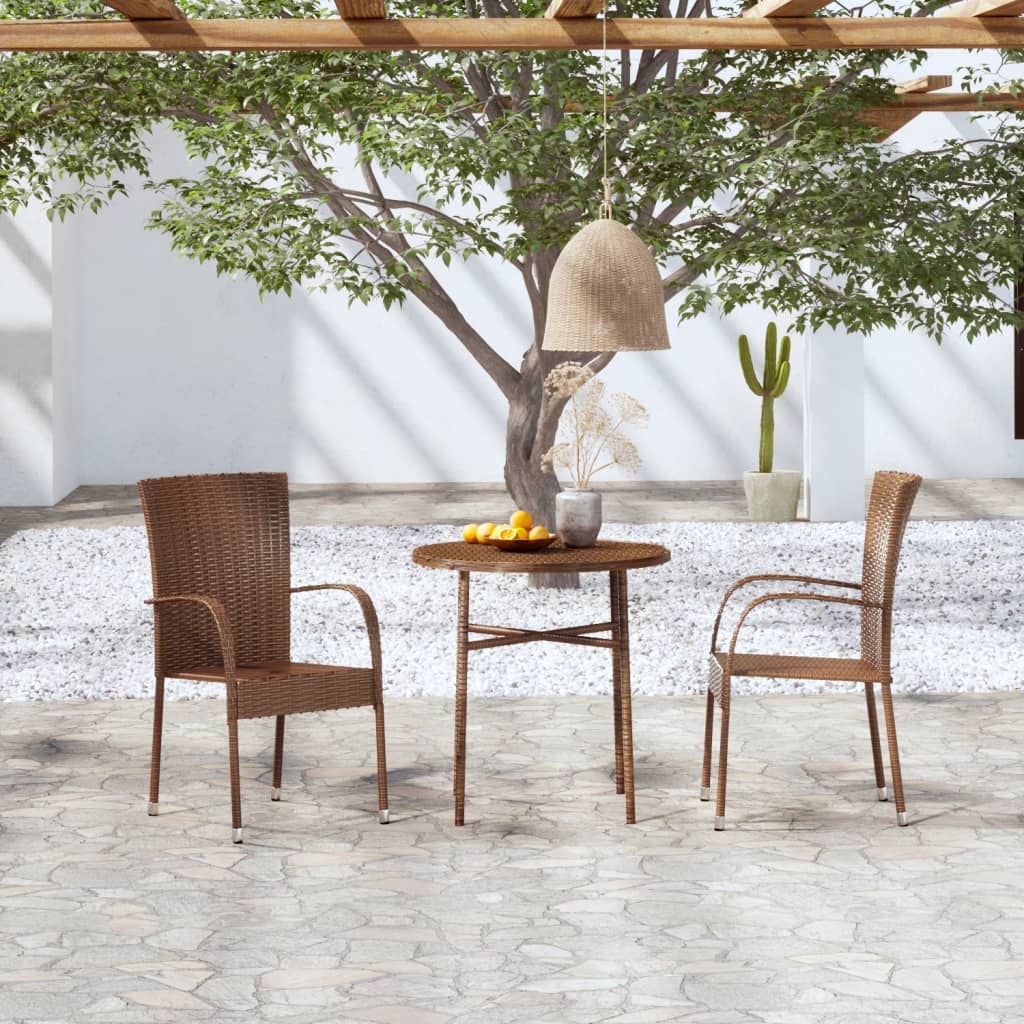 Set Mobili da Pranzo per Giardino 3 pz in Polyrattan Marrone - homemem39