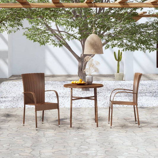 Set Mobili da Pranzo per Giardino 3 pz in Polyrattan Marrone - homemem39