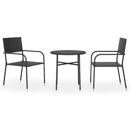 Set Mobili da Pranzo per Giardino 3 pz Polyrattan Nero