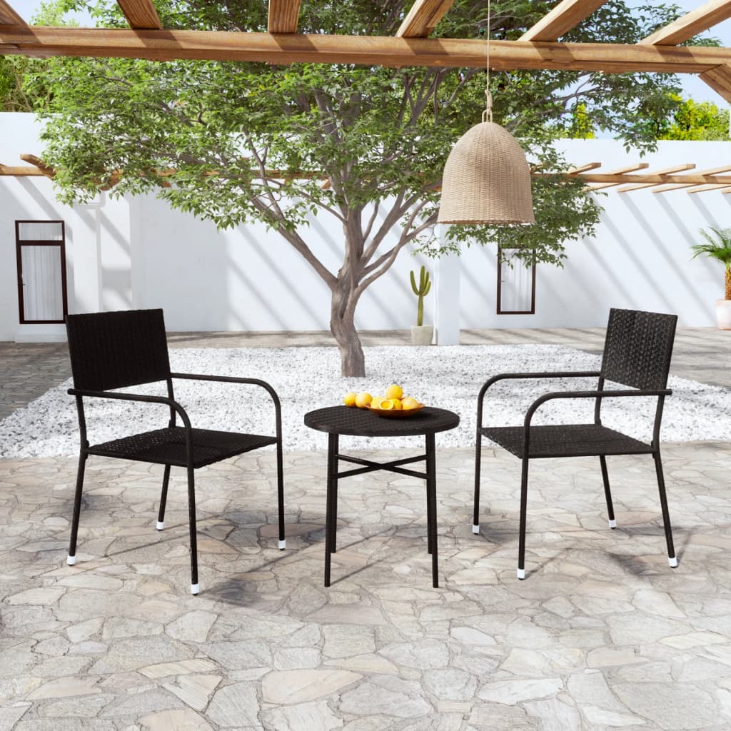 Set Mobili da Pranzo per Giardino 3 pz Polyrattan Nero - homemem39