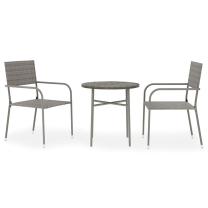 Set Mobili da Pranzo per Giardino 3 pz in Polyrattan Grigio