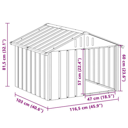 Casetta per Cani Antracite 116,5x103x81,5 cm Acciaio Zincato - homemem39