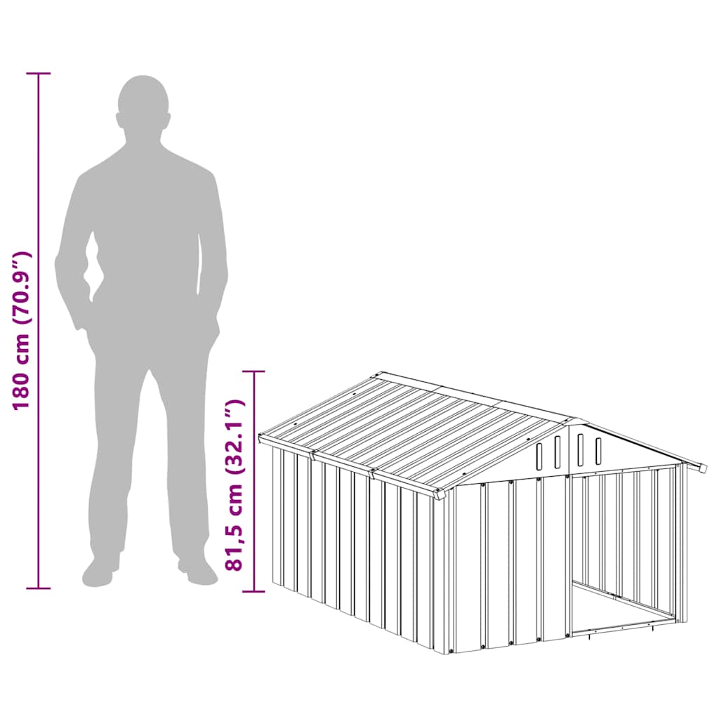 Casetta per Cani Antracite 116,5x153x81,5 cm Acciaio Zincato - homemem39