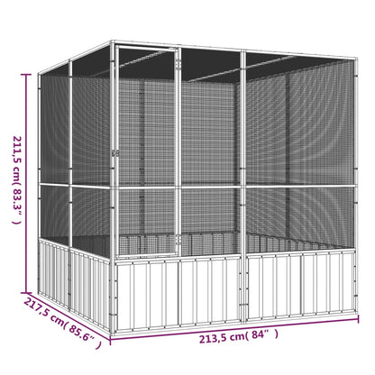 Gabbia per Uccelli Grigia 213,5x217,5x211,5 cm Acciaio Zincato - homemem39