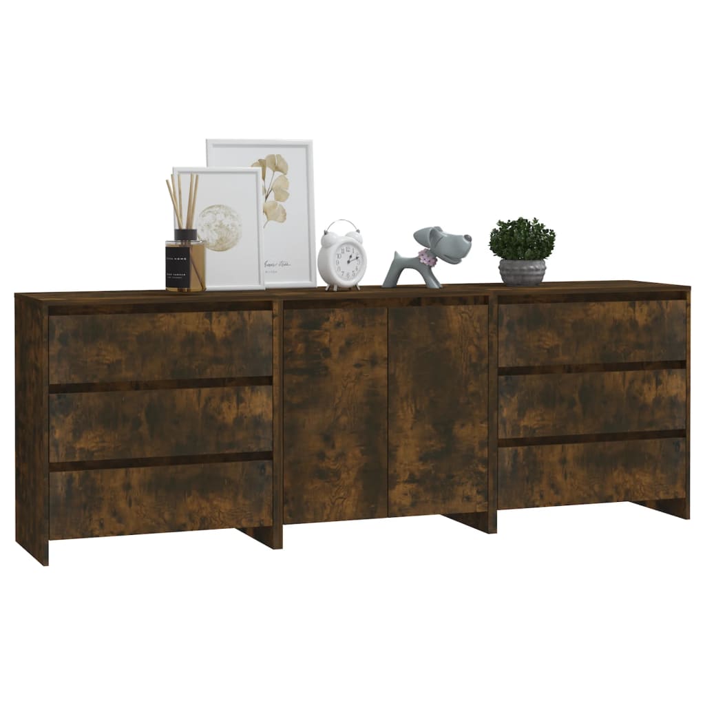 Sideboards 3 pcs Smoked Oak in Multilayer Wood