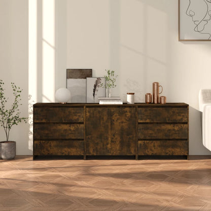 Sideboards 3 pcs Smoked Oak in Multilayer Wood