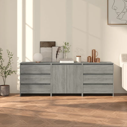 Credenze 3 pz Grigio Sonoma in Legno Multistrato - homemem39