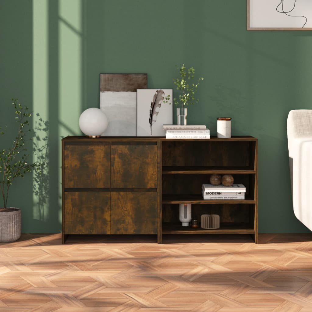 Credenze 2 pz Rovere Fumo in Legno Multistrato - homemem39