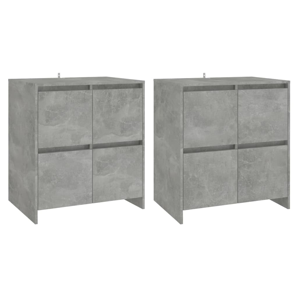 Credenze 2 pz Grigio Cemento 70x41x75 cm in Legno Multistrato - homemem39