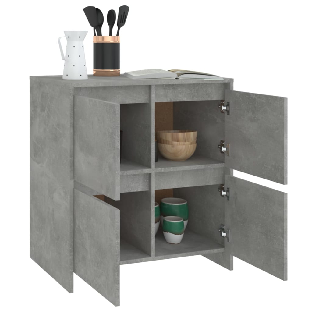 Credenze 2 pz Grigio Cemento 70x41x75 cm in Legno Multistrato - homemem39