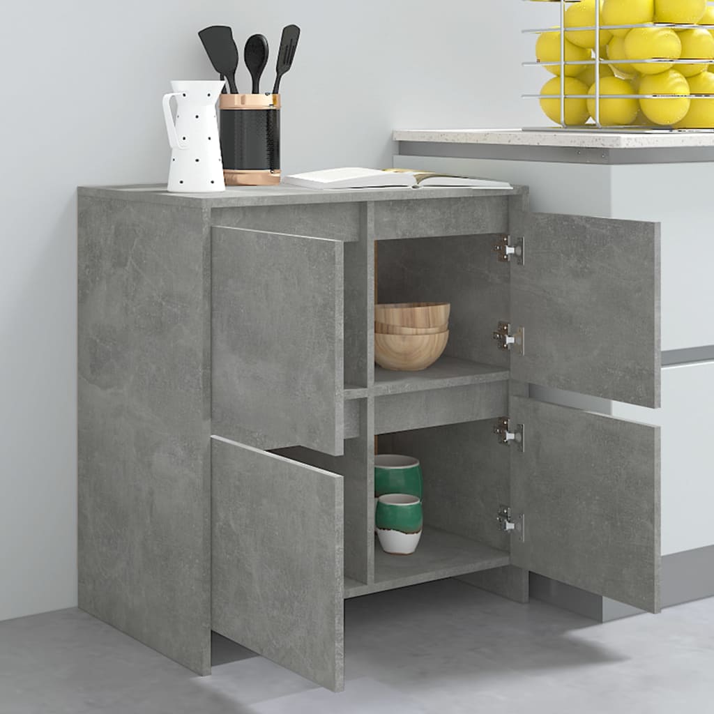 Credenze 2 pz Grigio Cemento 70x41x75 cm in Legno Multistrato - homemem39