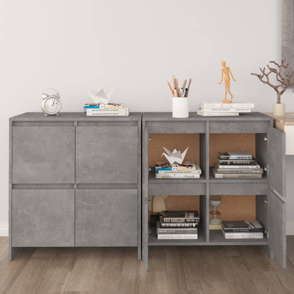 Credenze 2 pz Grigio Cemento 70x41x75 cm in Legno Multistrato - homemem39