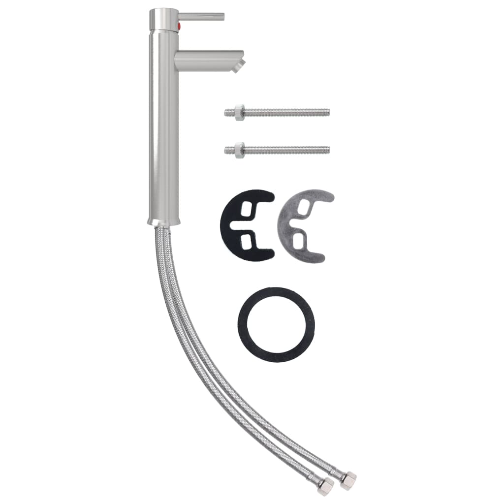 Lavandino con Rubinetto e Piletta in Vetro Temperato Marrone - homemem39