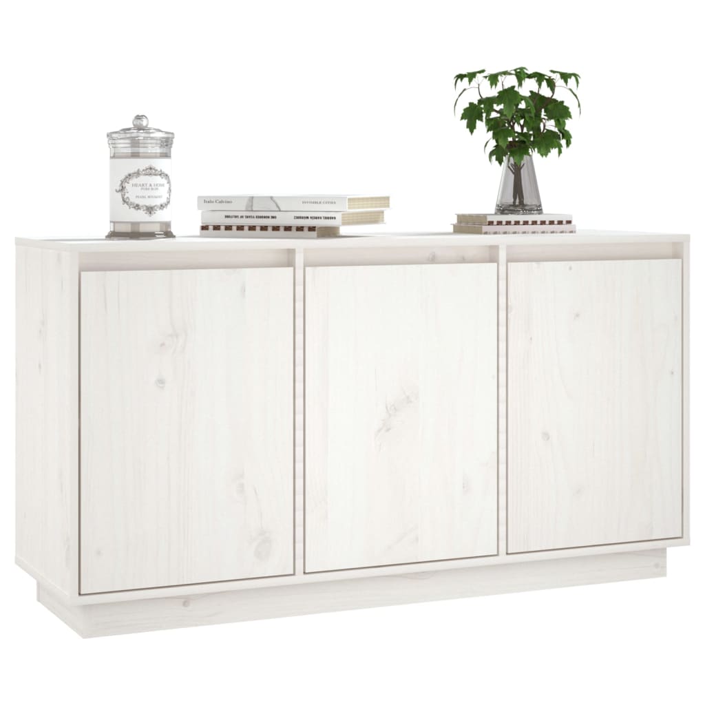 Credenza Bianca 111x34x60 cm in Legno Massello di Pino - homemem39