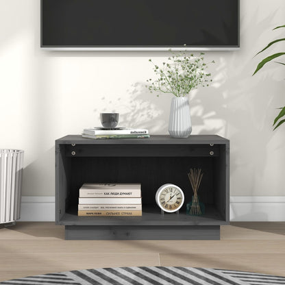 Mobile Porta TV Grigio 60x35x35 cm in Legno Massello di Pino - homemem39