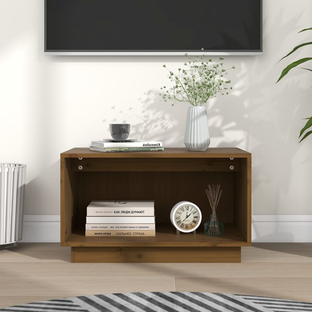 Mobile Porta TV Ambrato 60x35x35 cm in Legno Massello di Pino - homemem39