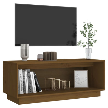 Mobile Porta TV Ambrato 90x35x35 cm in Legno Massello di Pino - homemem39