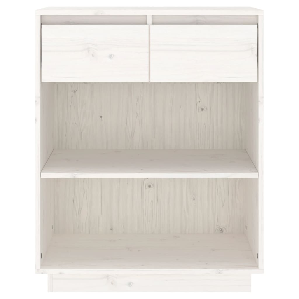 Mobile Consolle Bianco 60x34x75 cm in Legno Massello di Pino - homemem39
