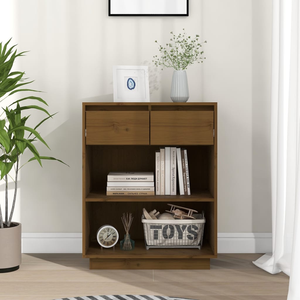 Mobile Consolle Ambrato 60x34x75 cm in Legno Massello di Pino - homemem39