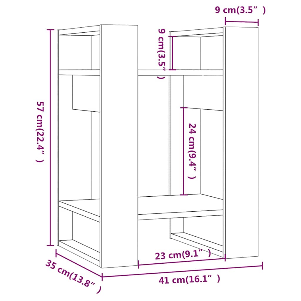 Libreria/Divisorio 41x35x57 cm in Legno Massello di Pino