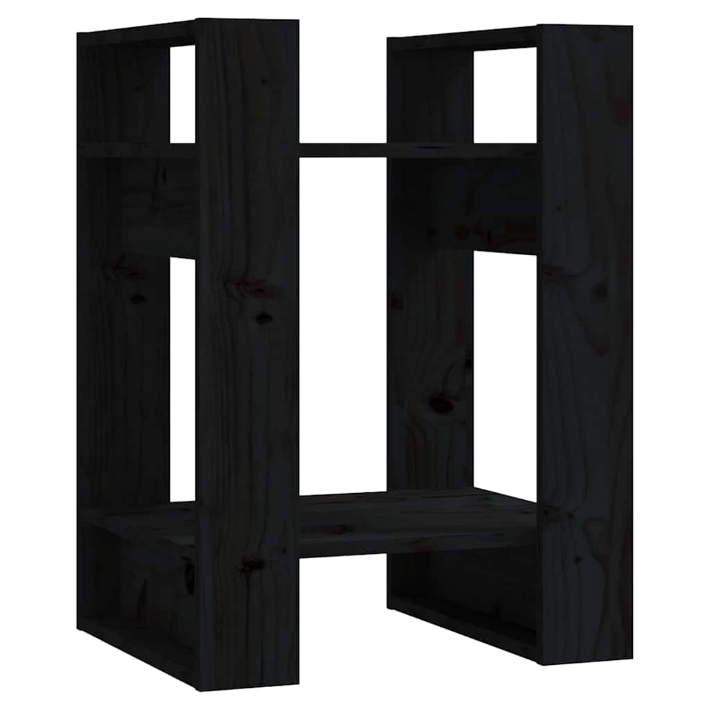 Libreria/Divisorio Nero 41x35x57 cm in Legno Massello di Pino | homemem39