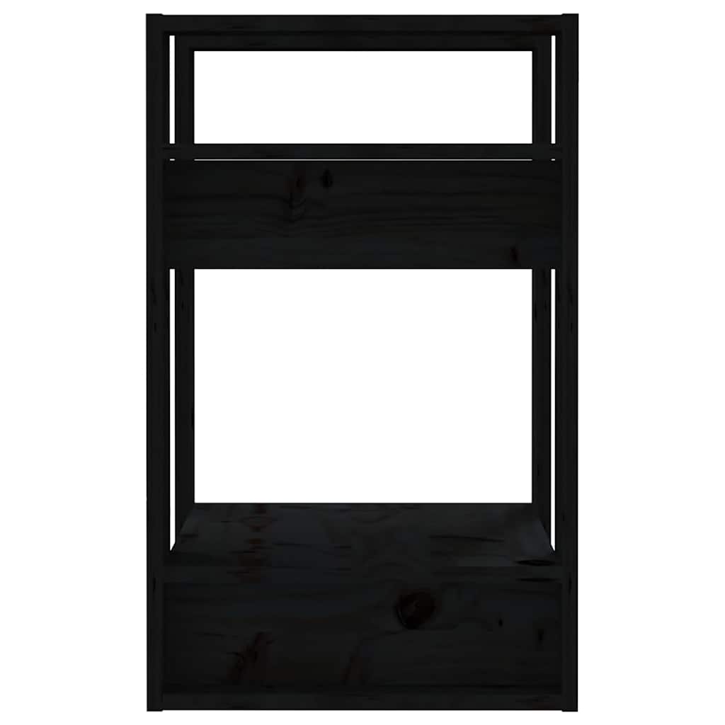 Libreria/Divisorio Nero 41x35x57 cm in Legno Massello di Pino