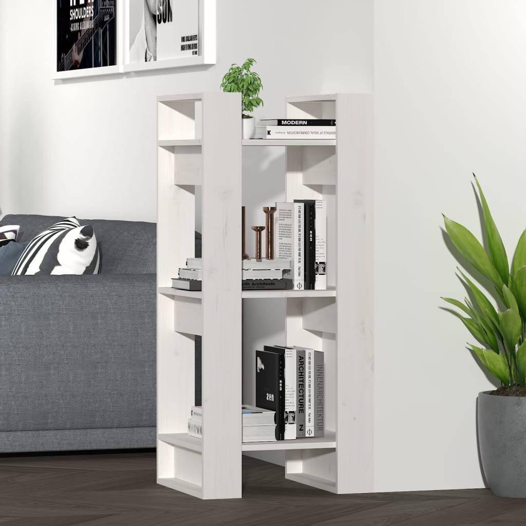 Libreria/Divisorio Bianco 41x35x91 cm in Legno Massello di Pino | homemem39