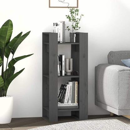 Libreria/Divisorio Grigio 41x35x91 cm in Legno Massello di Pino