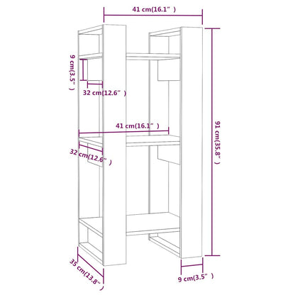 Libreria/Divisorio Grigio 41x35x91 cm in Legno Massello di Pino