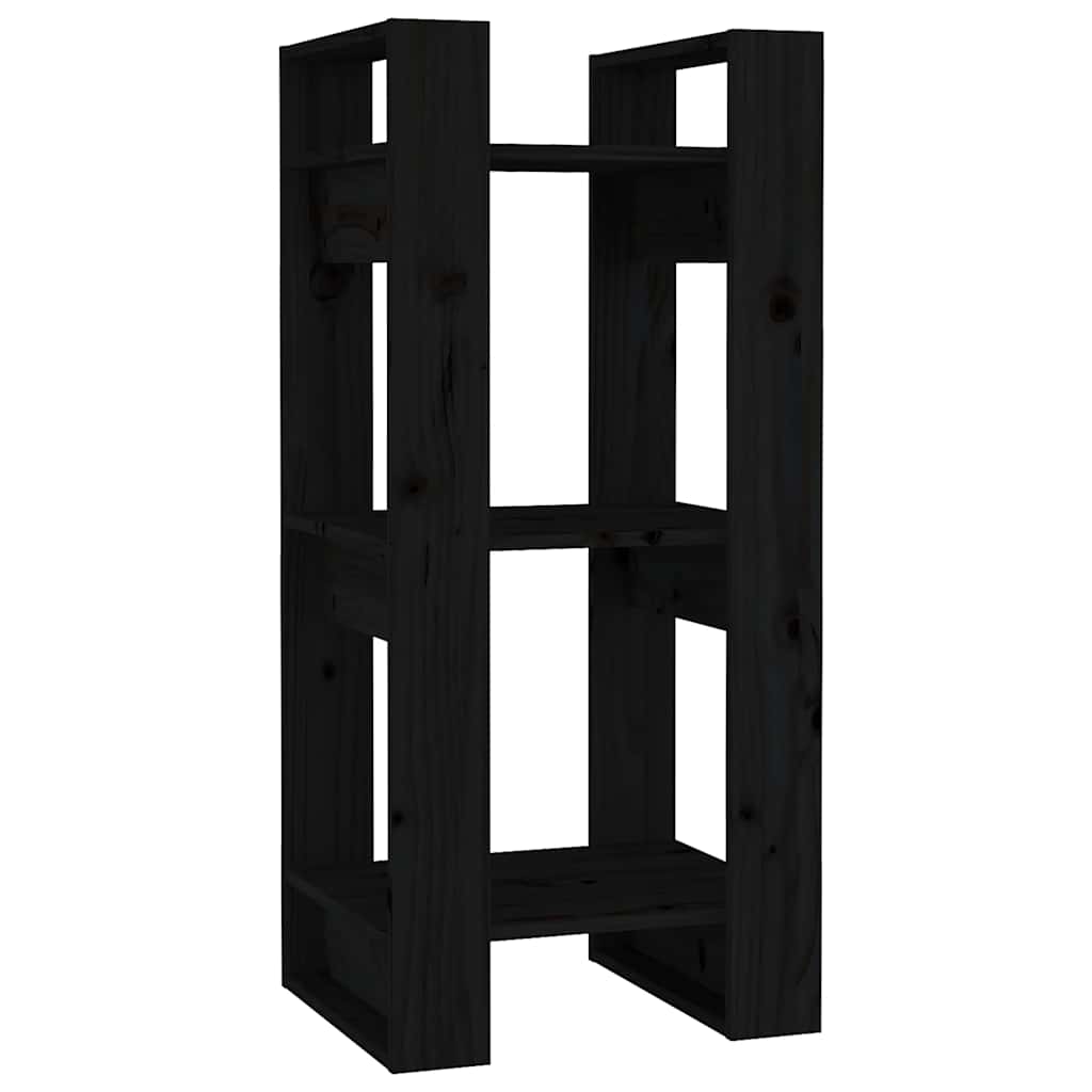 Libreria/Divisorio Nero 41x35x91 cm in Legno Massello di Pino | homemem39