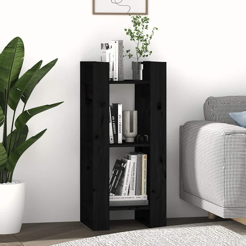 Libreria/Divisorio Nero 41x35x91 cm in Legno Massello di Pino | homemem39