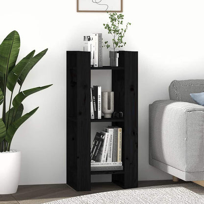 Libreria/Divisorio Nero 41x35x91 cm in Legno Massello di Pino