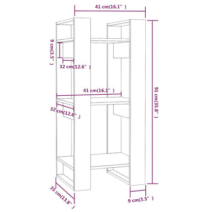Libreria/Divisorio Nero 41x35x91 cm in Legno Massello di Pino | homemem39
