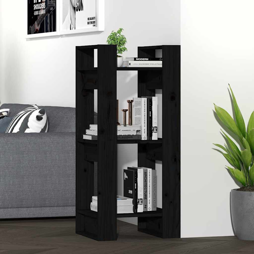 Libreria/Divisorio Nero 41x35x91 cm in Legno Massello di Pino | homemem39
