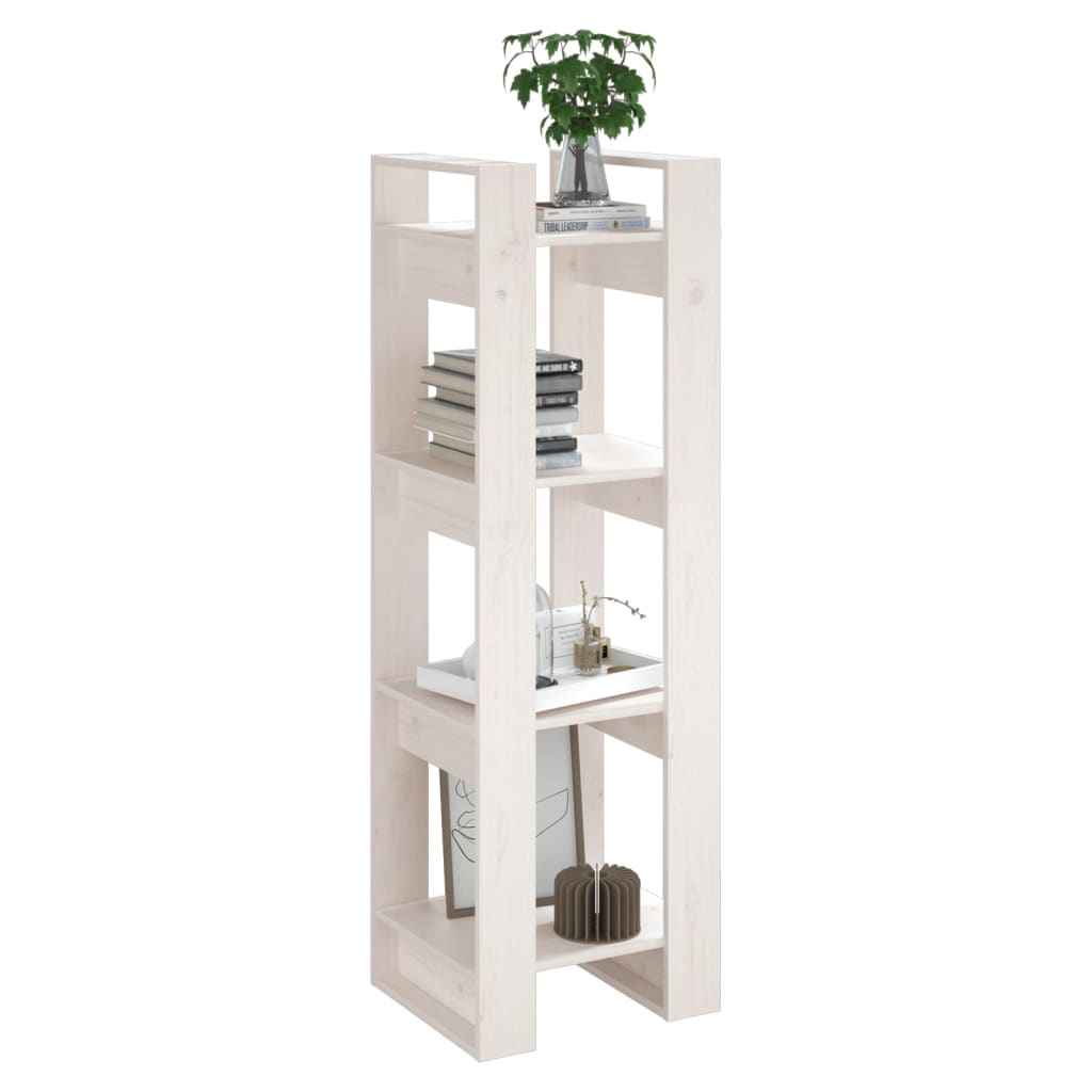 Libreria/Divisorio Bianco 41x35x125cm in Legno Massello di Pino | homemem39