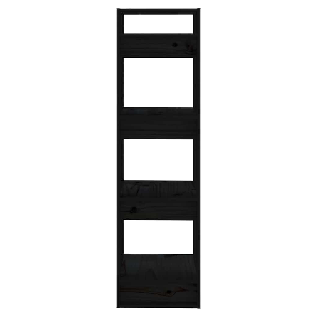 Libreria/Divisorio Nero 41x35x125 cm in Legno Massello di Pino