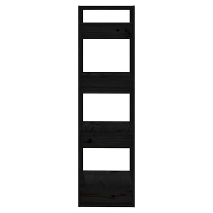 Libreria/Divisorio Nero 41x35x125 cm in Legno Massello di Pino