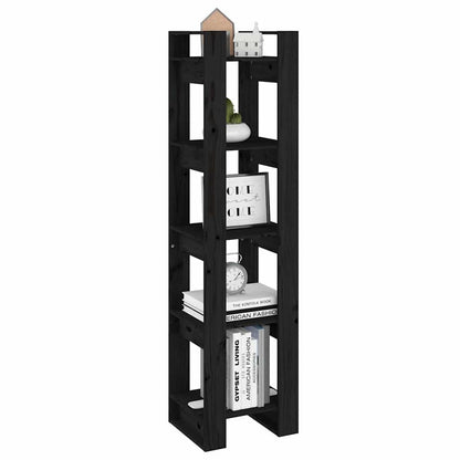 Libreria/Divisorio Nero 41x35x160 cm in Legno Massello di Pino