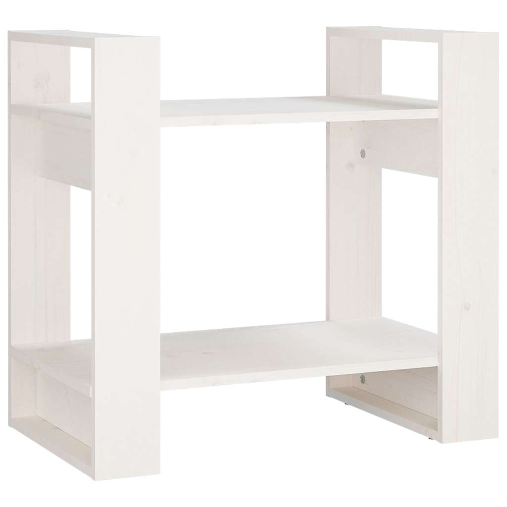 Libreria/Divisorio Bianco 60x35x57 cm in Legno Massello di Pino