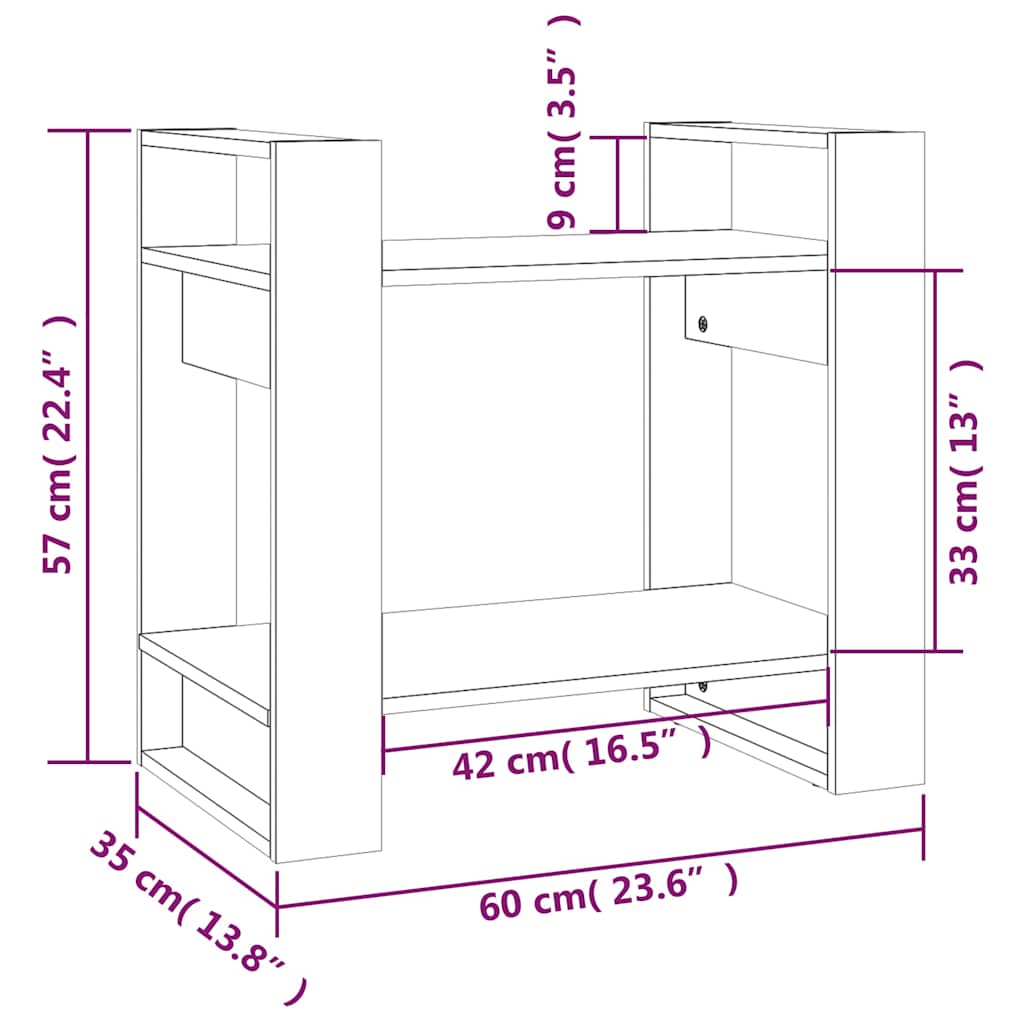 Libreria/Divisorio Bianco 60x35x57 cm in Legno Massello di Pino