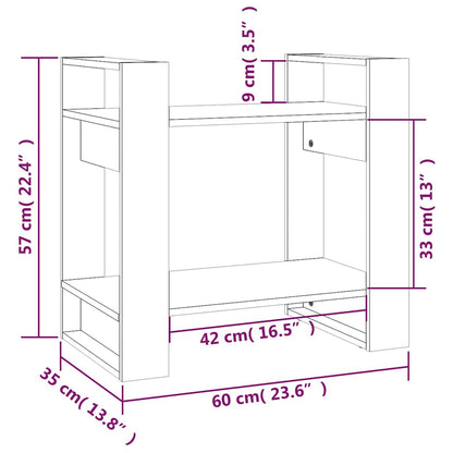 Libreria/Divisorio Bianco 60x35x57 cm in Legno Massello di Pino