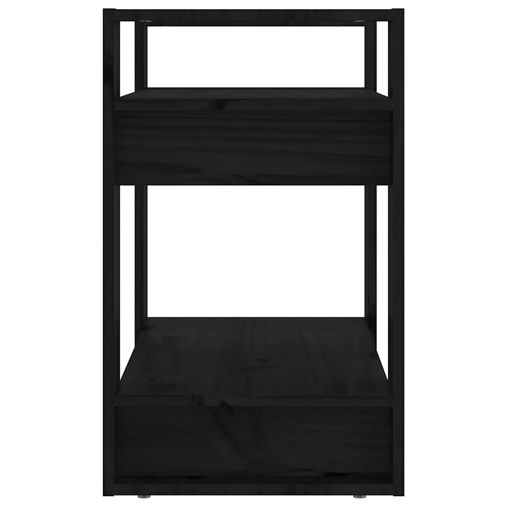 Libreria/Divisorio Nero 60x35x57 cm in Legno Massello di Pino