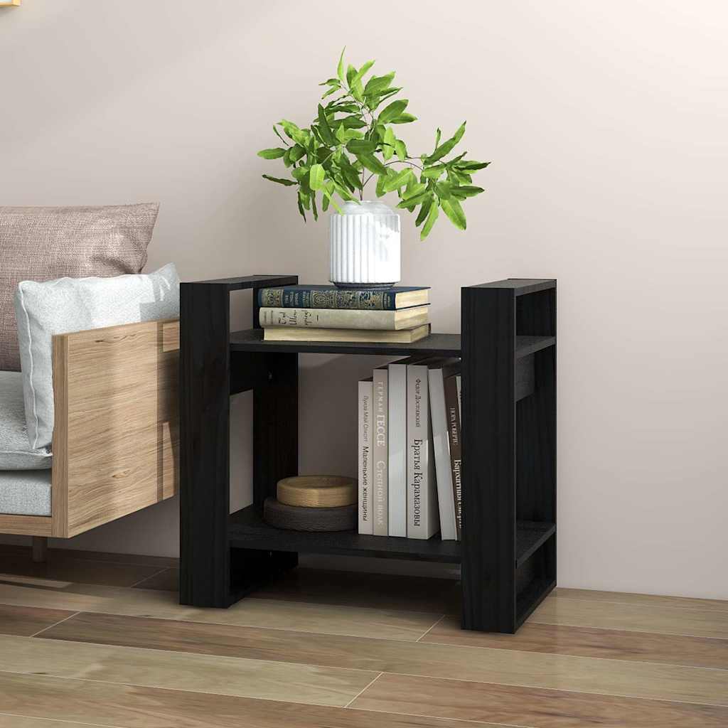 Libreria/Divisorio Nero 60x35x57 cm in Legno Massello di Pino