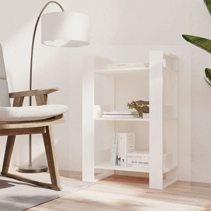 Libreria/Divisorio Bianco 60x35x91 cm in Legno Massello di Pino